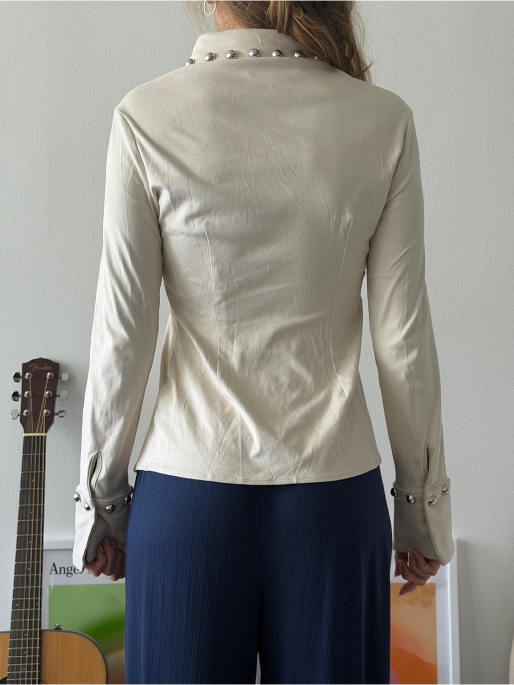 Studded Cream Button-Front Jacket - Picture 2 of 2